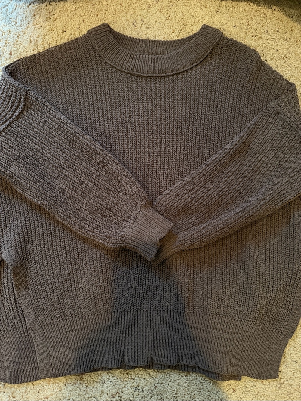 Aerie Crewneck Knit Sweater - Dark Brown